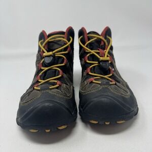 *NO INSOLES Keen‎ Pagosa Mid WaterProof Black Olive Yellow Hiking Boots Youth 5